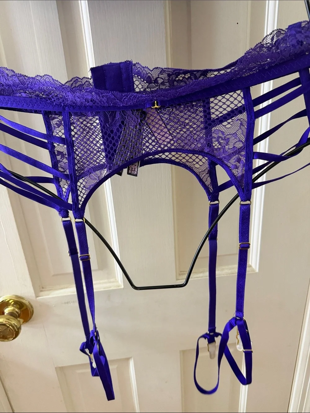 Victoria's Secret Electric Purple Lace Longline Bralette with Thong & Garter Set - Picture 3 of 16